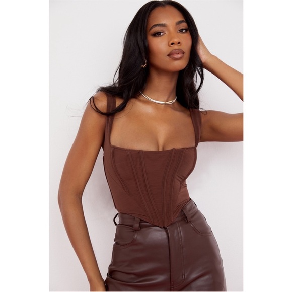 NEW House of CB Ninetta Top Chocolate Brown XS - Picture 5 of 17